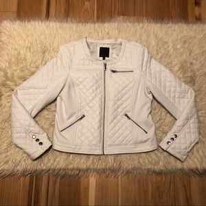 White Faux Leather Vegan Moto Jacket